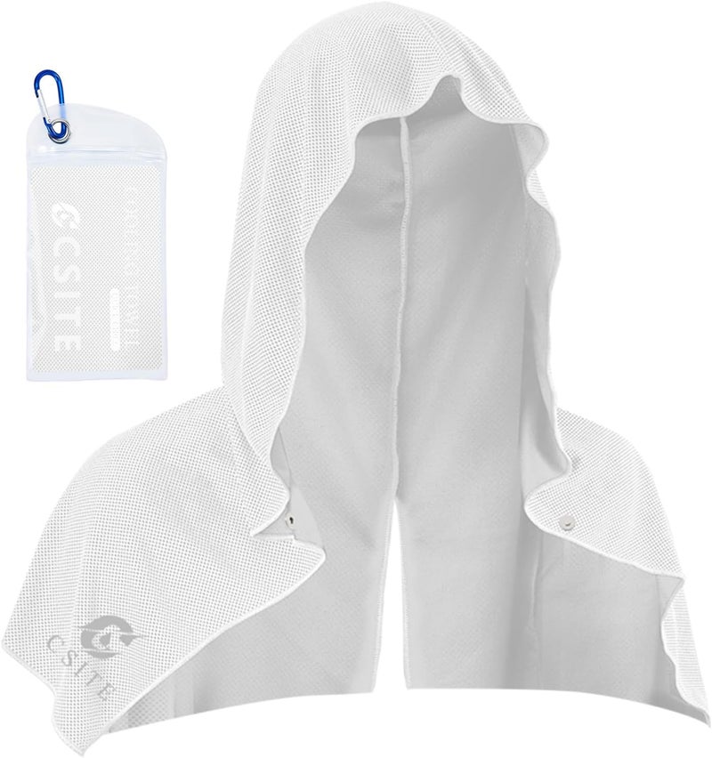 CASITE Cooling Hoodie Towels for Neck and Face, UPF 50 Sun Protection & Instant Cooling, Ice Towels for Hot Weather, Soft Breathable Towel for Sport, Work Out, Gym, Camping & More Activities - Image 1